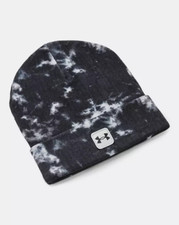 Under Armour Men's Halftime Printed Beanie Hat, Black Grey, One Size, New
