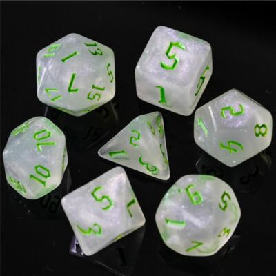 Cool Green Orcish Script Dice Set Poly RPG DnD Dungeons Dragons AD&D Pathfinder