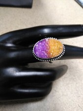 925 Multi Chrystal Center Ring Size 7 8.3 Grams TW