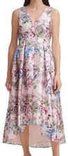  Eliza J Pink Textured Hi-low Fit + Flare Formal Dress (size 12)