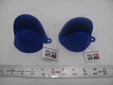 (2) NEW Silicone Pot Holder BLUE Grabber Hot Bakeware Oven Mitt 