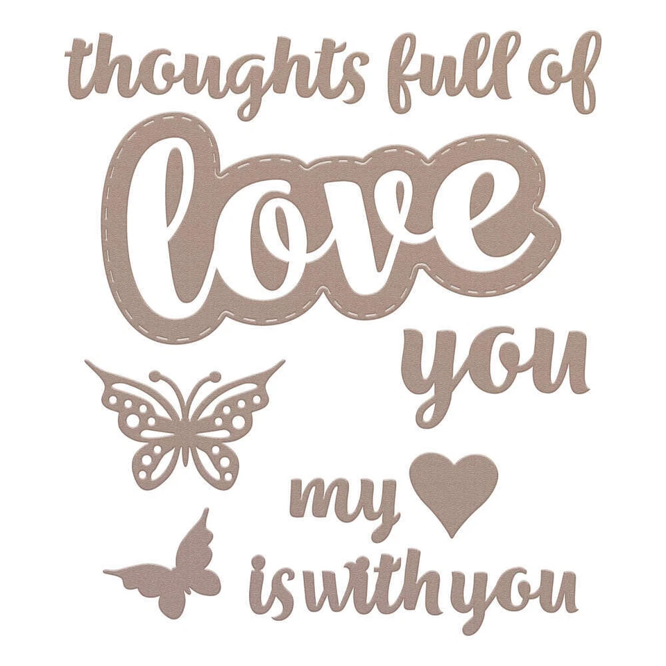 Love You Sentiment Dies Set (7pc) with heart and butterflies - image 4 of 4
