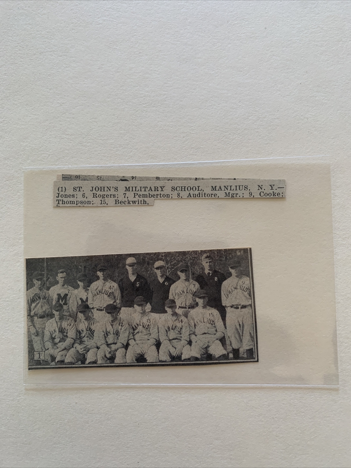 St. John's Military School Manlius NY New York 1923 Baseball Small Team