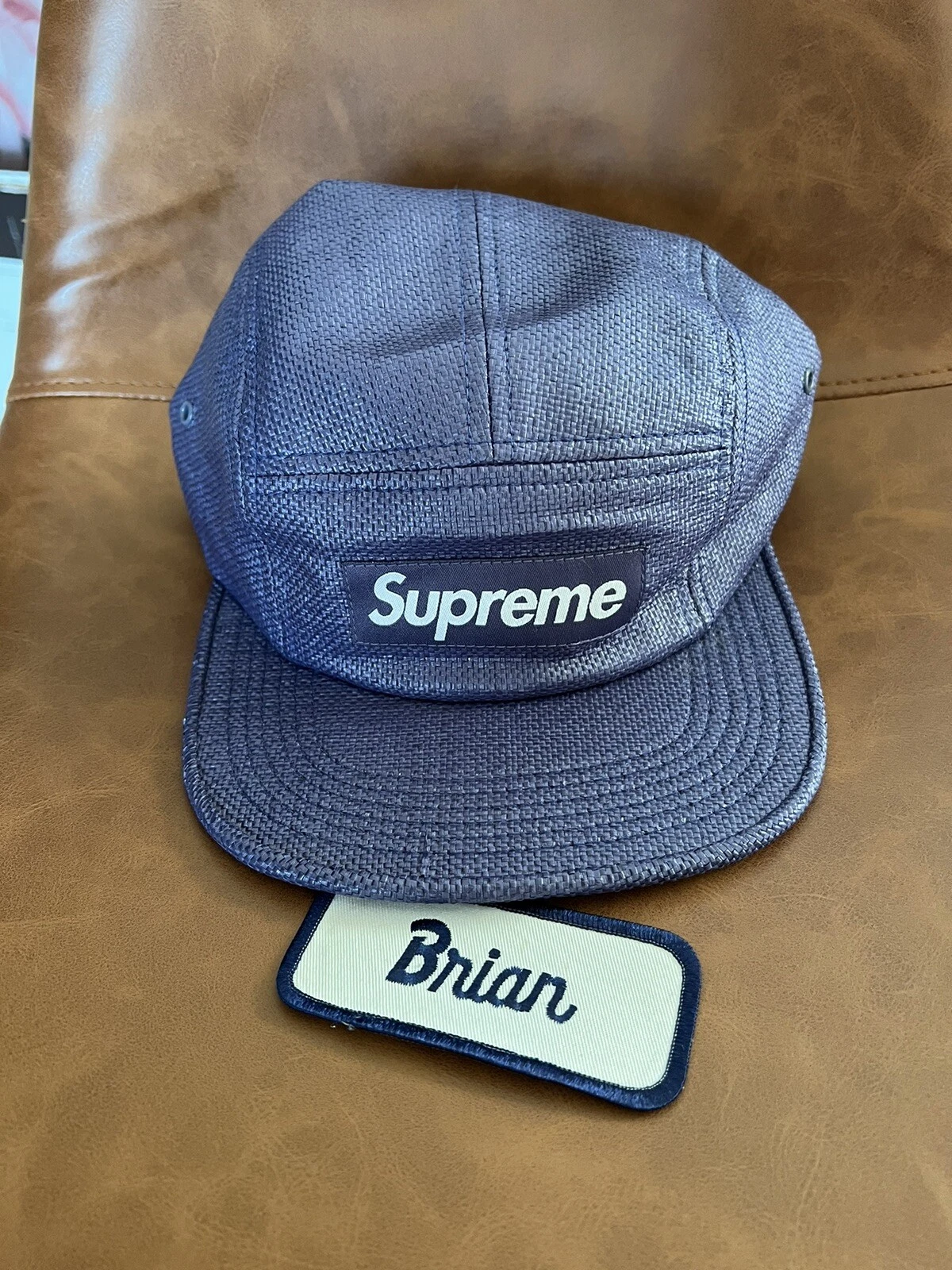 Casquette de camp logo boîte en raphia suprême