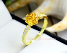Natural Citrine Gemstone 925 Sterling Silver November Birthstone Engagement Ring