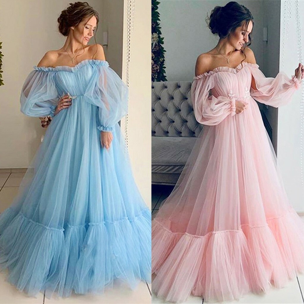 Womens Off Shoulder Bell Sleeve Long 