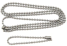 24" & 4" Inch Stainless Steel 2.4 mm Ball Chain Military Dog Tag Necklace Set
