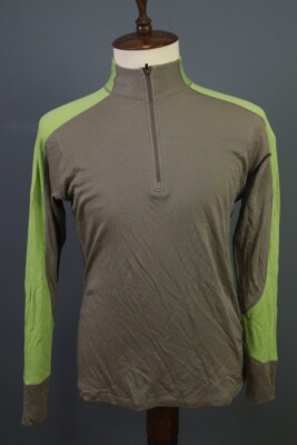 IBEX Brown Merino Wool 1/4 Zip Long Sleeve Top Thermo Shirt Size M