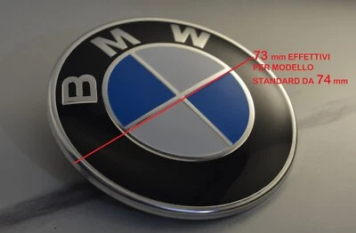 PRODOTTO COMMERCIALE / GENERICO STEMMA BMW 74 MM 73 DIAMETRO CALIBRATO EFFETTIVO LOGO BMW FREGIO A DUE PIN BLU