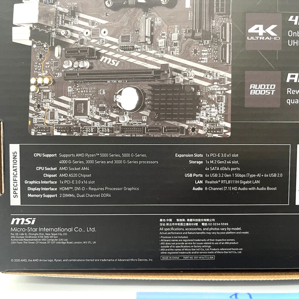 NUEVA PLACA BASE MSI A520M-A PRO AM4 AMD A520 USB3.2 Gen1 Micro-ATX - Imagen 3 de 4