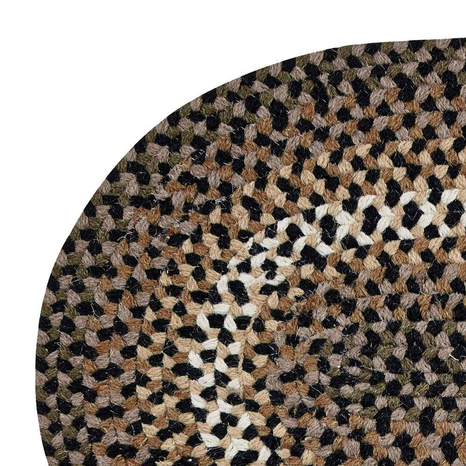 Alfombra de Corredor Woodbridge Colección Trenza Ovalada Negra 24" X 108" 100% Lana Reversible Foto 2 de 4