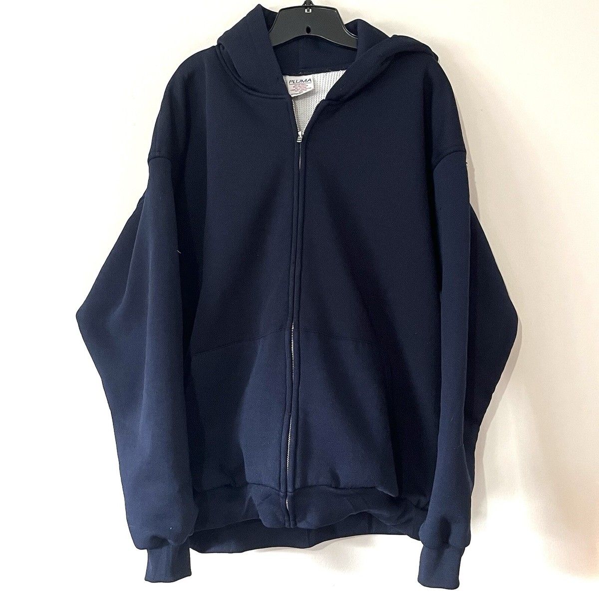 Vintage PLUMA Mens Full Zip Thermal Lined Hoodie Jacket Navy Vintage PLUMA Mens Full Zip Thermal Lined Hoodie Jacket Navy