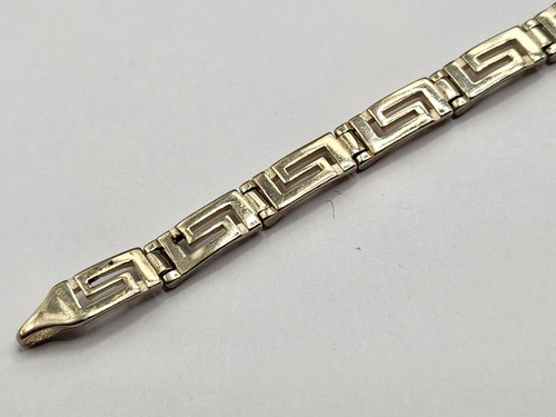 7.75" Sterling Silver Spiral Rectangle Link Art Deco Modernist Bracelet (.925) - Picture 2 of 5