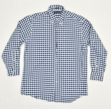 Tommy Hilfiger Men Button Down Shirt Plaid Cotton Blue Size L Regular Fit