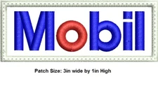 MOBIL Embroidered Iron on / Sew on patch Size 3x1