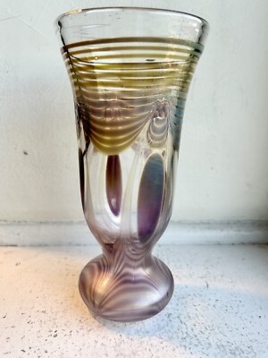 Signed Art Glass Vase By German Artist Erwin Eisch 1989