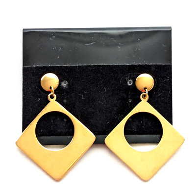 Hoop Door Knocker Dangle Chandelier Earrings Vintage 70s Modernist Style Jewelry