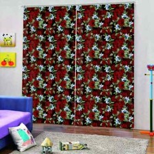 Two varieties of familiar flowers Printing 3D Blockout Curtains Fabric Window