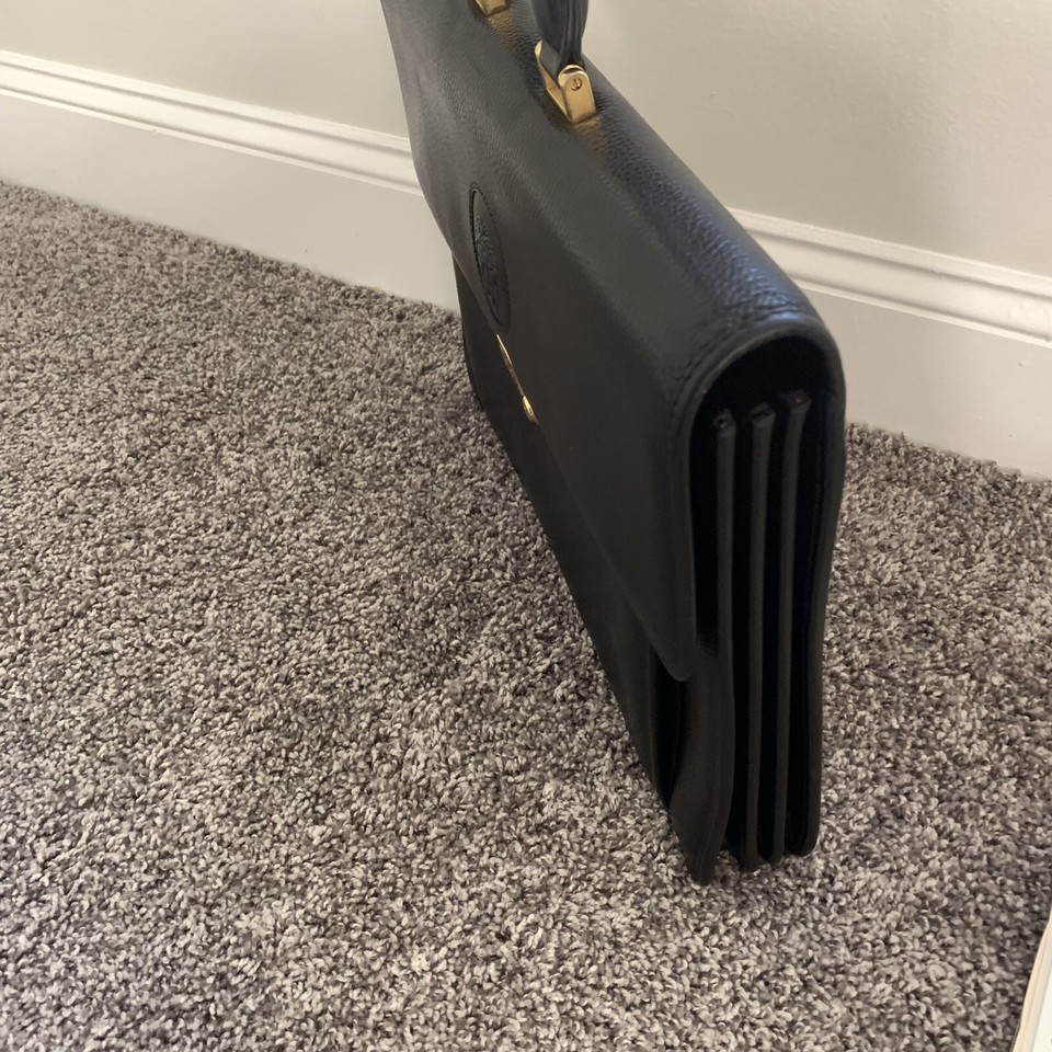 Gianni Versace Vintage Black Leather Briefcase Bag & Bifold Folio Filofax 1990s eBay
