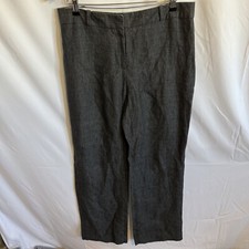 Marks And Spencer Women?s Grey Smart Pure 100% Linen Trousers Size 14R