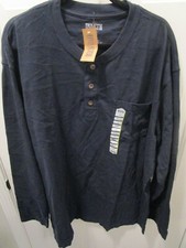 DULUTH MEN'S L/S LONGTAIL T HENLEY T-SHIRT WITH POCKET IN NAVY SIZE XL NEW