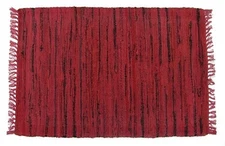 Sturbridge 2 x 3 Ft Rag Rug in Red with Black Accents , 100% Cotton, Hand Woven
