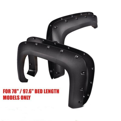 4X FENDER FLARES FIT 2007-2013 SILVERADO 1500 2500HD POCKET RIVET BOLT-ON STYLE