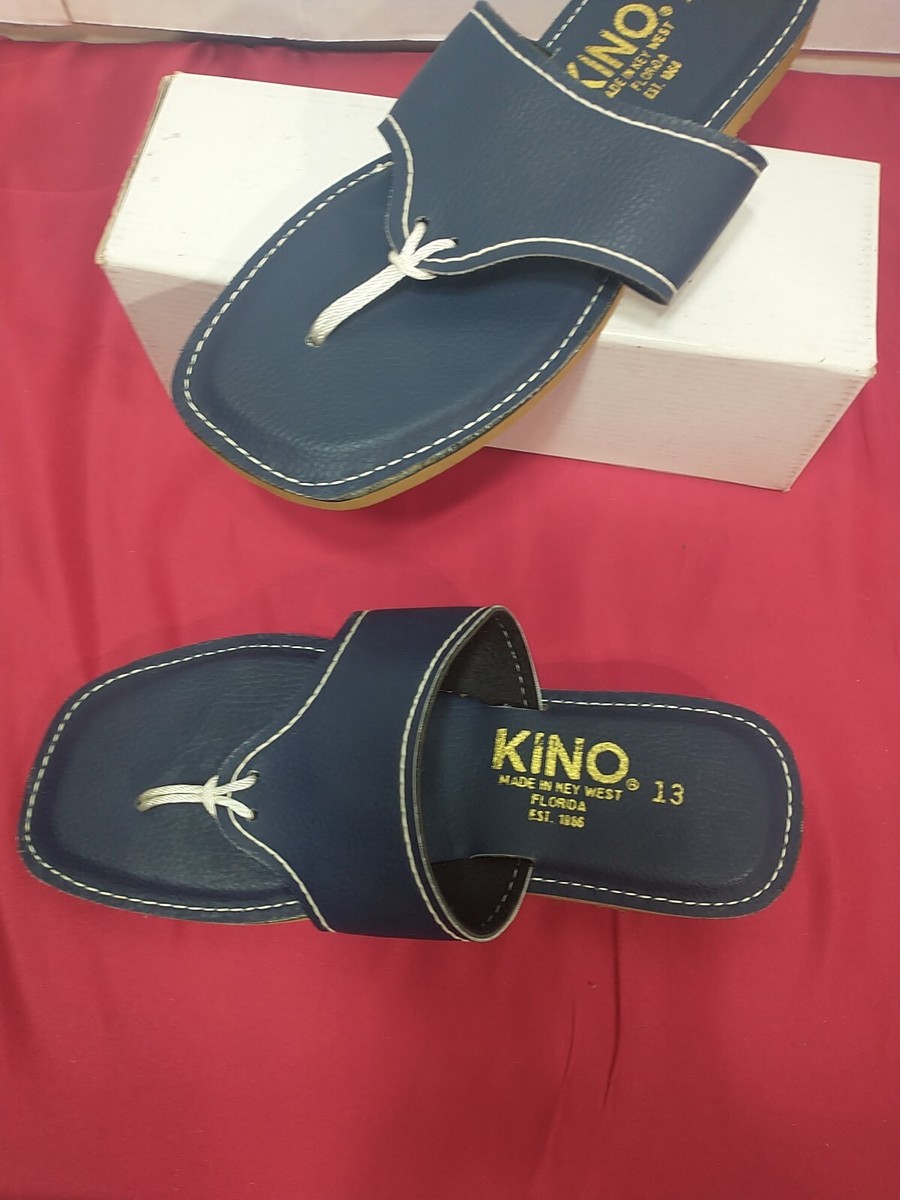 Kino Woman's SZ 13 Navy Blue Leather Flip Flop Sandals Key West