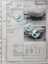 Anhänger Einachsanhänger HP 650.01 Halle u. Erfurt DDR KFZ KTA Vorl. f. Zulass.