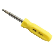 NEW! ACE 10-In-1 Multi-Purpose Screwdriver Yellow Flat Phillips Square Torx 