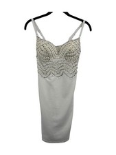 Windsor Sz Small Lace White Bedazzled Pearl Rhinstone Bra Cups Bodycon D NYE