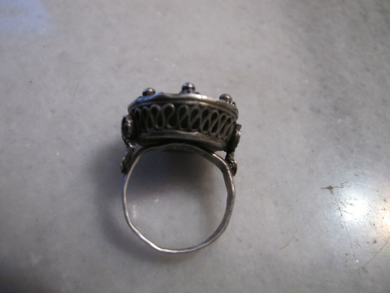 Antique Rare Silver Filigree Crown  Ring - image 3