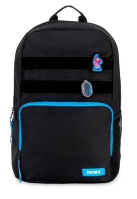 Fortnite Amplify Black Lightweight Backpack NWT 2 Patches Laptop Sleeve Blue