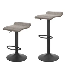 Bar Stools Set of 2 Counter Height, Swivel Barstools with Footrest and Backle...