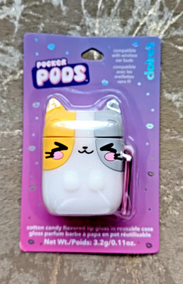 Claire s Pucker Pop Pods Tabby Kitty Katze Lipgoss Ohrhörer Etui Rucksack Tasche Clip
