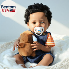 20-Inch Reborn Baby Boy Doll, Weighted Soft Cloth Body, Hand-Rooted Curly Hair,