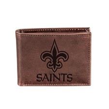 New Orleans Saints, Bi-Fold Wallet, Brown, CH, 100 Genuine Leather