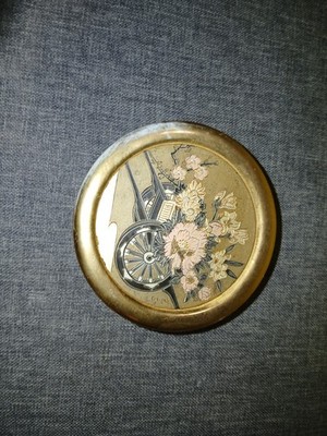 Art of Chokin Engraved Trinket Bowl with Lid-24 K Gold Japan Flowers In Cart