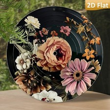 Retro Flower Design Wall Circular Aluminum Decorative Tin Metal Signs Home D cor