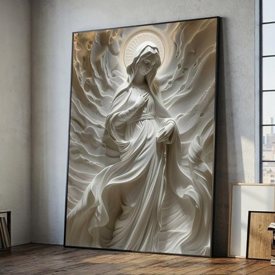 Virgin Mary Statue Canvas Wall Art Catholic Home Decor