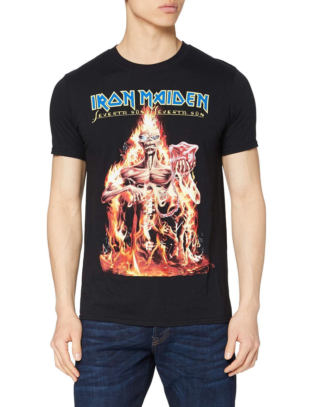 Iron Maiden Men's CM EXL Seventh Son Short Sleeve T-Shirt L Black