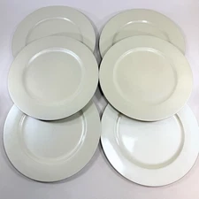 Set Of 6 Cream Ivory White Shimmering Finish 13 Inch Plastic Charger Plates
