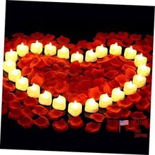 2000 Pieces Artificial Rose Petals with 24 LED Tea Lights Candles, Warm White
