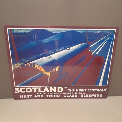 THE NIGHT SCOTSMAN Steam Train nostalgisches Metall-Wandschild LRG 40 cm x 30 cm hergestellt in Großbritannien