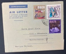 1968 Valletta Malta Air Letter Cover To Hornsheim Germany