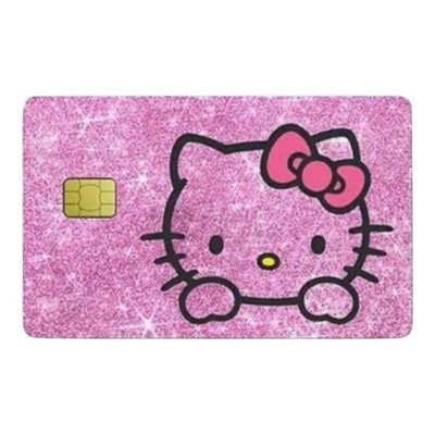 PINK GLITTER SPARKLE LOOK Hello Kitty Credit Debit Bank Card Skin Cover Sticker