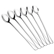 6 Pack 9.5" Stainless Steel Long Handle Spoon Coffee Ice Tea Spoon for Stirring