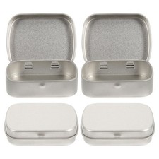 4pcs Small Metal Tin Boxes With Lid Portable Storage Case For Jewelry Craft