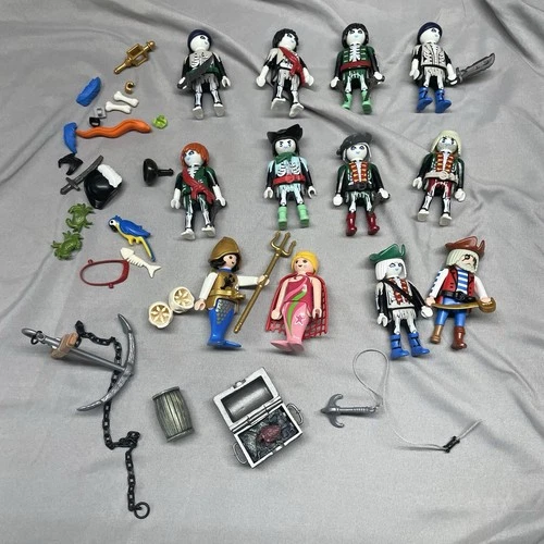 Large Lot of Playmobil Random Pirate & Mermaid 12 Figures & Accessories Vintage