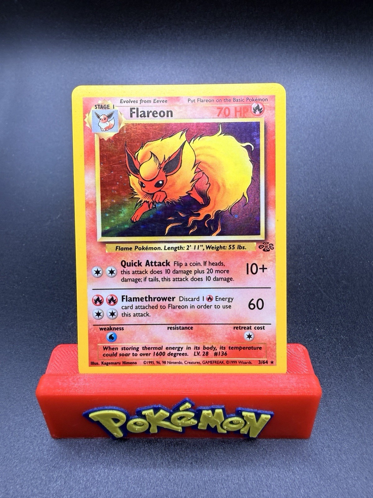 Flareon Holo Rare 3/64 1999 Pokemon Jungle English WOTC NM
